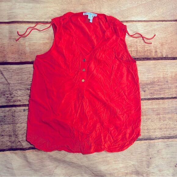 Draper James Button Down Tank Red size 8 - Picture 2 of 5